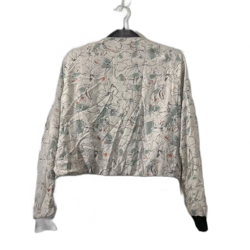 Sanctuary Floral Print Bomber‎ Jacket in White - Size M
